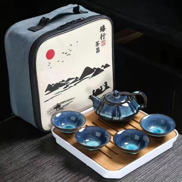 Blue King Travel teacup/teapot set