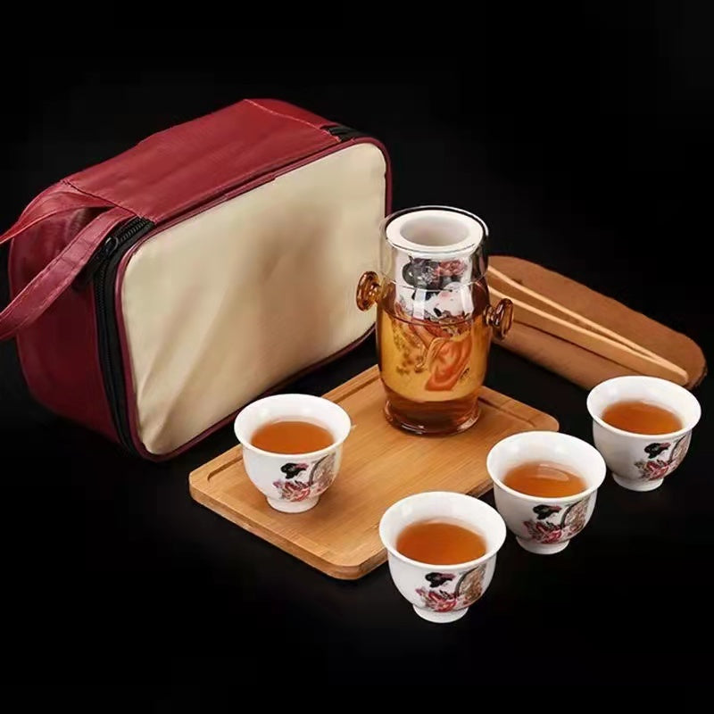 Japanese Lady Ceramic Travel Teacup/Teapot Set