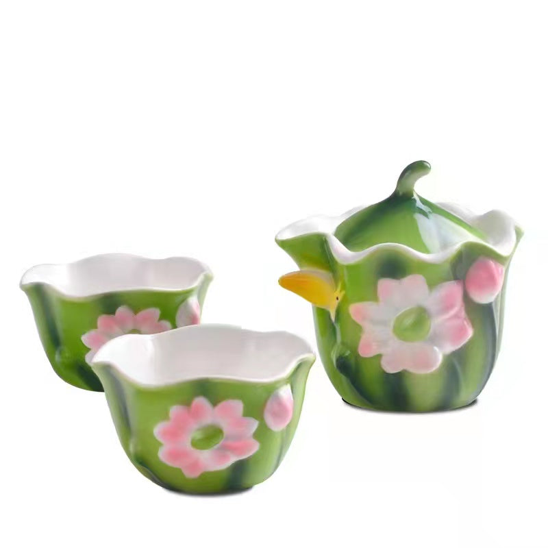 Creative Green Petal Teapot Teaup Set