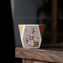 Load image into Gallery viewer, Master Collection --Cloisonne Enamel Four Gentlemen  in Flowers Square Teacup (M14)
