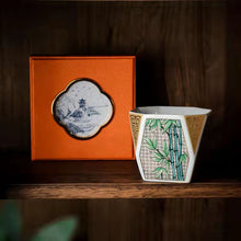 Load image into Gallery viewer, Master Collection --Cloisonne Enamel Four Gentlemen  in Flowers Square Teacup (M14)
