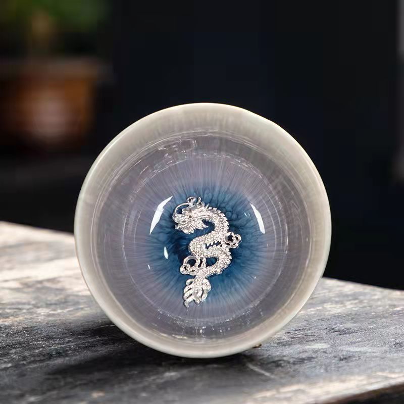 3D Ice dragon and phoenix Teacup Set