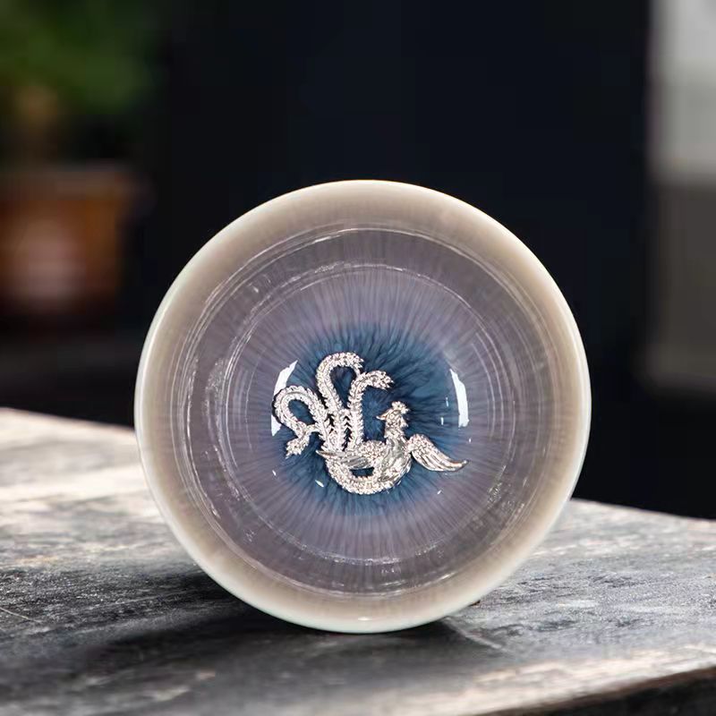 3D Ice dragon and phoenix Teacup Set