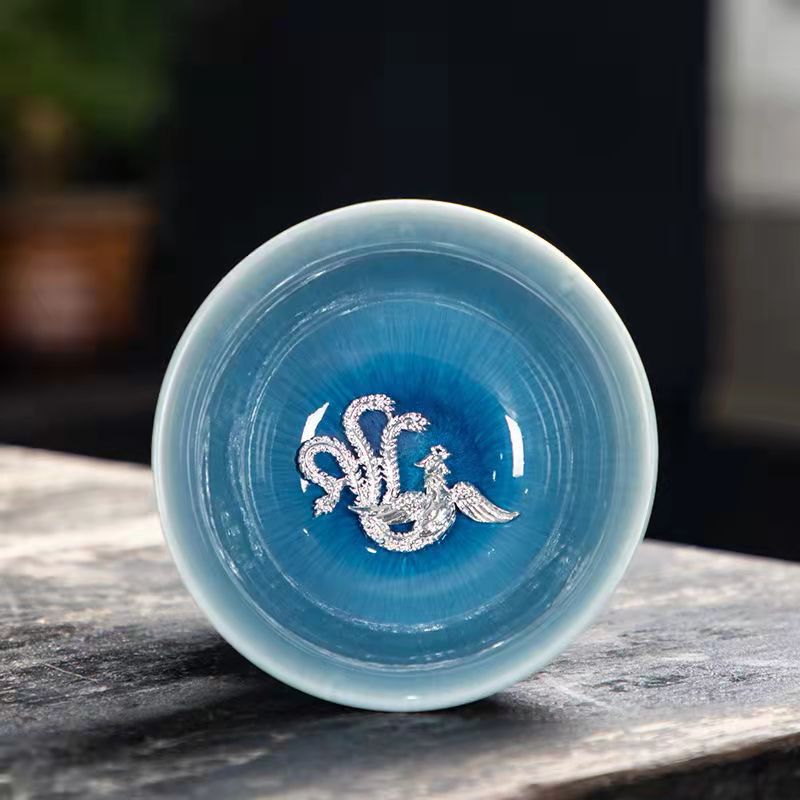 3D Ice dragon and phoenix Teacup Set