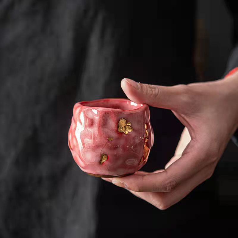 Master Collection--Shino Yaki Red Pomegranate Mater Teacup (M64)