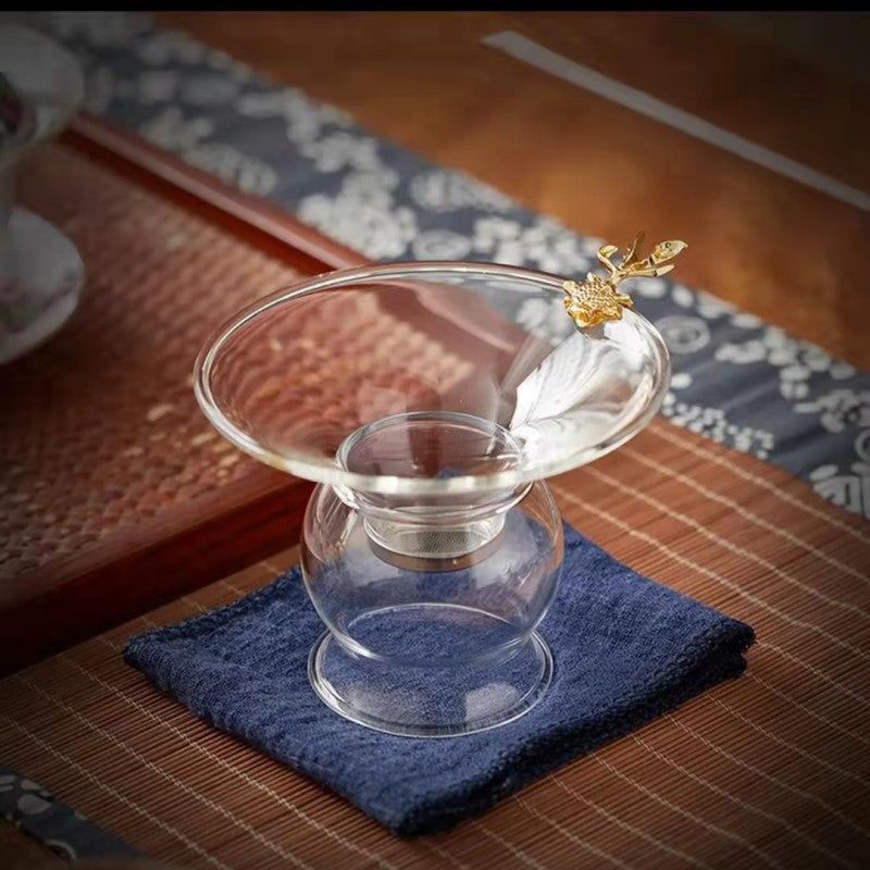 Enamel 3D Flower Glass Cover Gaiwan Teacup