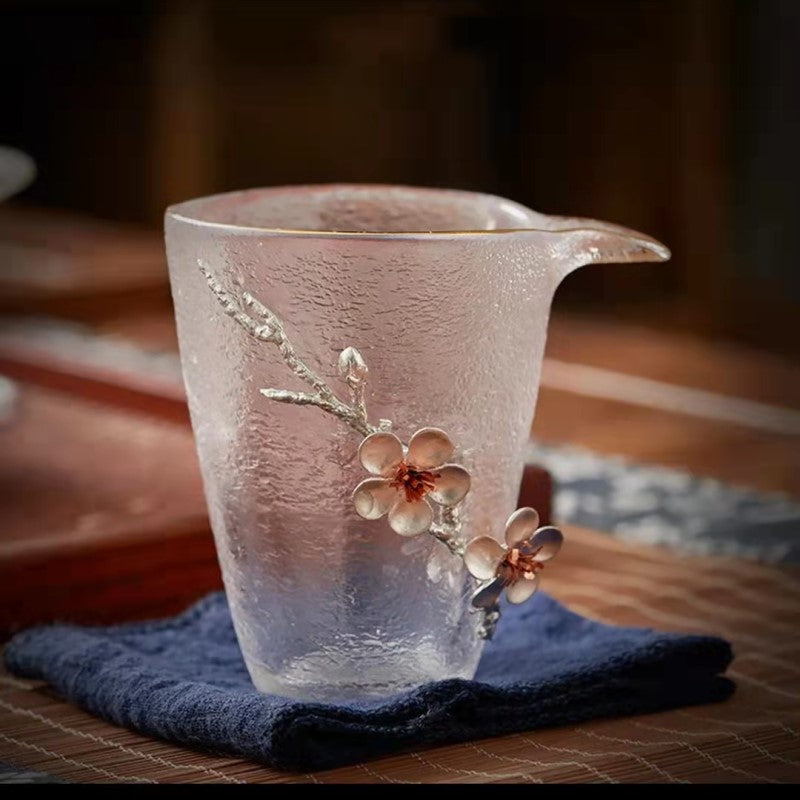 Enamel 3D Flower Glass Cover Gaiwan Teacup