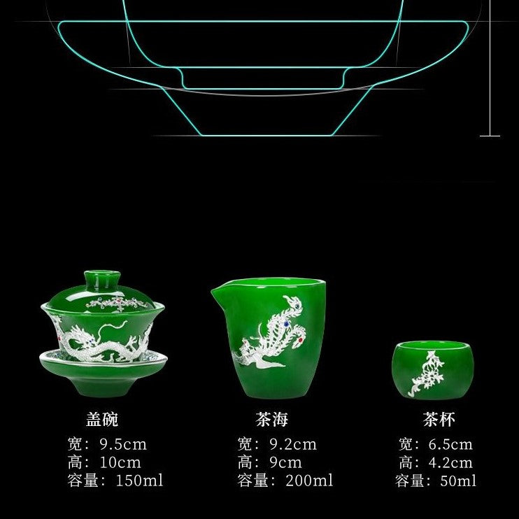 Premium Emerald Teacup Gaiwan Set