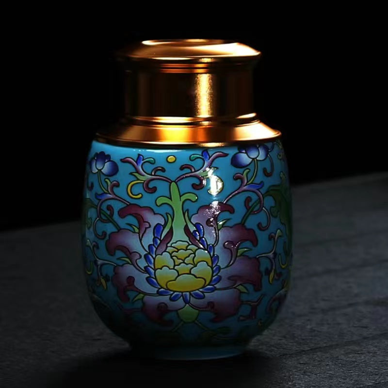 Enamel flowers Tea Jar Set