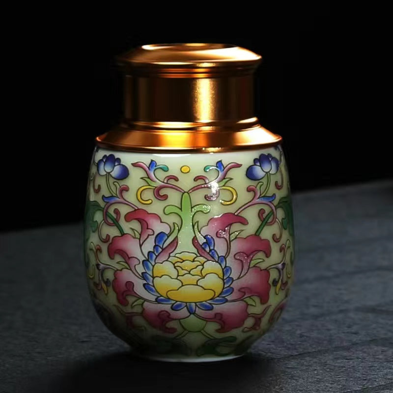 Enamel flowers Tea Jar Set