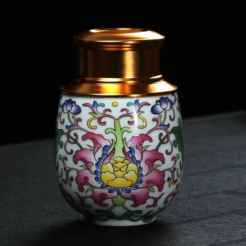 Enamel flowers Tea Jar Set