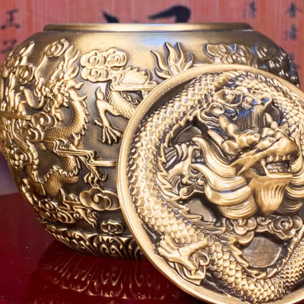 Nine Dragons Full Copper Gold Teajar