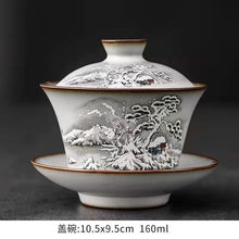 Load image into Gallery viewer, BEMY Snow Mountain Landscape Graphite Teapot Teacup Set
