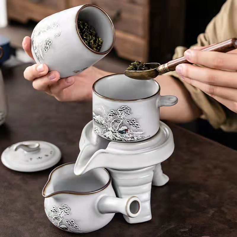 BEMY Snow Mountain Landscape Graphite Teapot Teacup Set