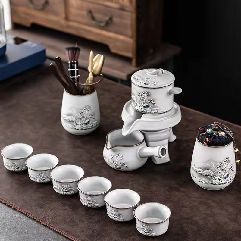BEMY Snow Mountain Landscape Graphite Teapot Teacup Set
