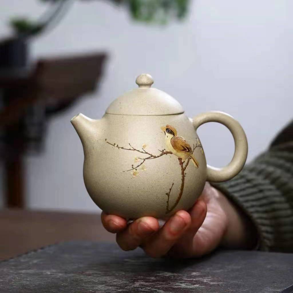 White Bird Purple Clay Zisha Teapot