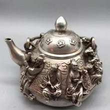 Load image into Gallery viewer, Antique Eight Immortals high beam silver teapot
