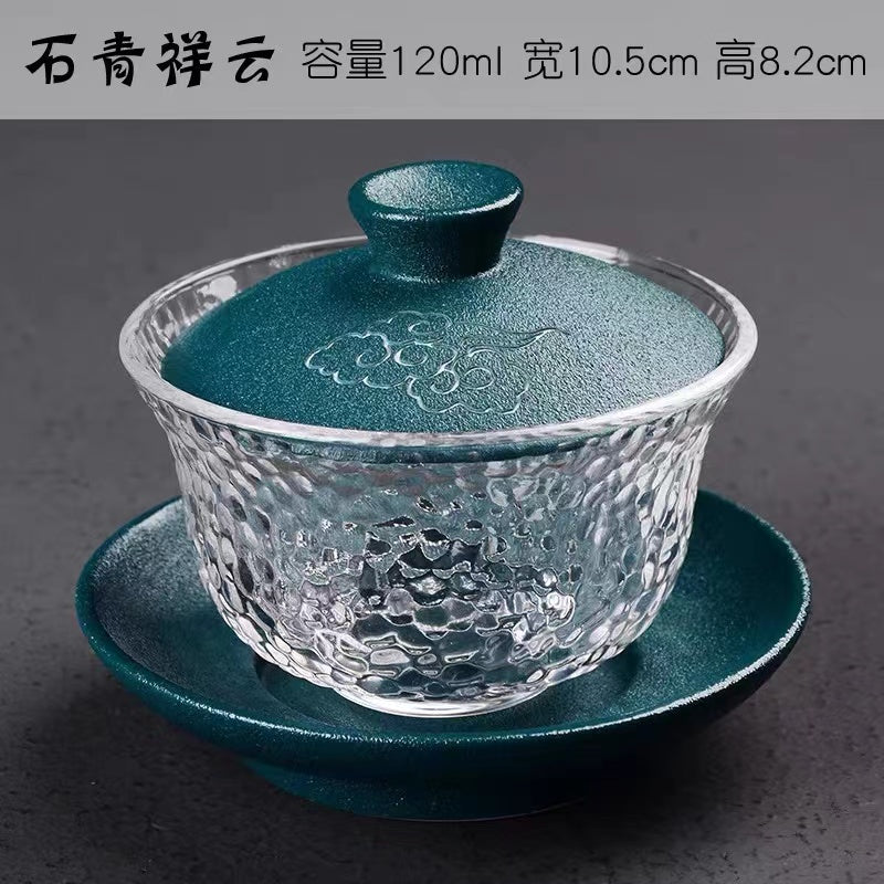 Multi-colored glass Gaiwan