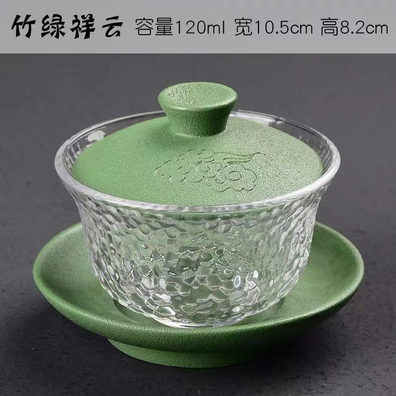 Multi-colored glass Gaiwan