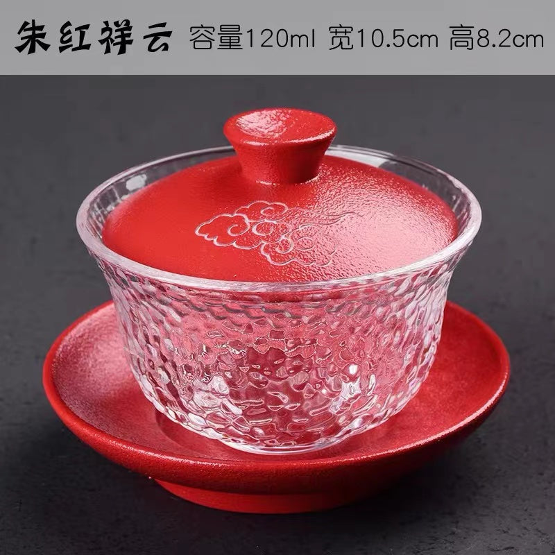 Multi-colored glass Gaiwan