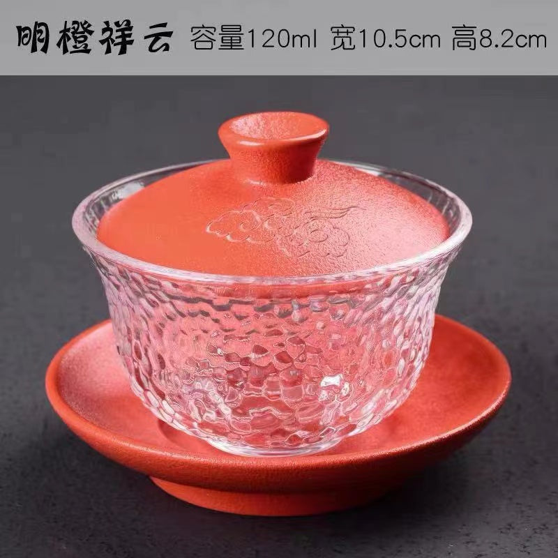 Multi-colored glass Gaiwan