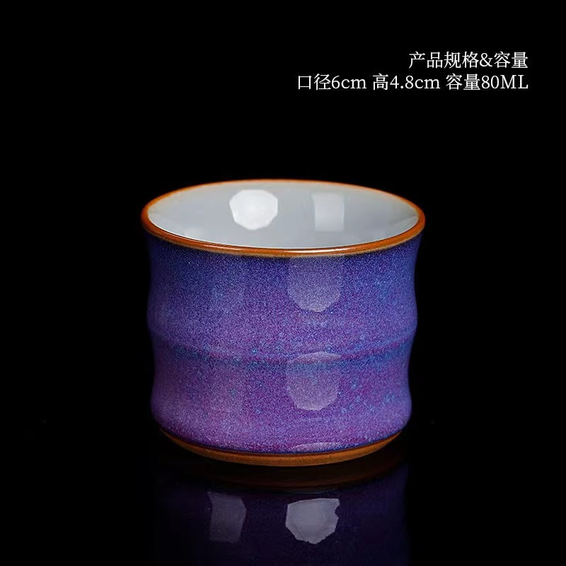 Gradient color bamboo tea cup