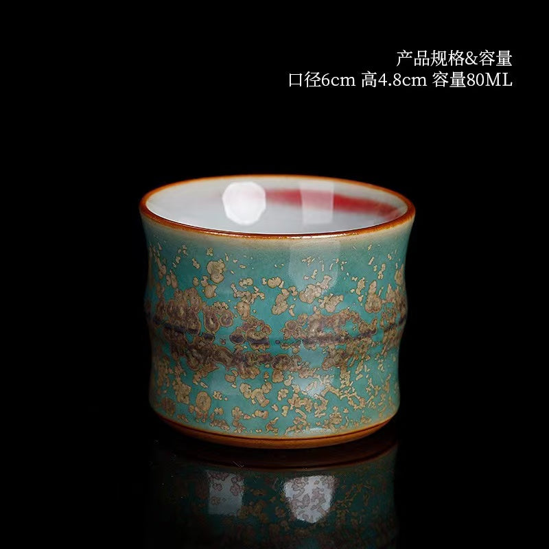 Gradient color bamboo tea cup