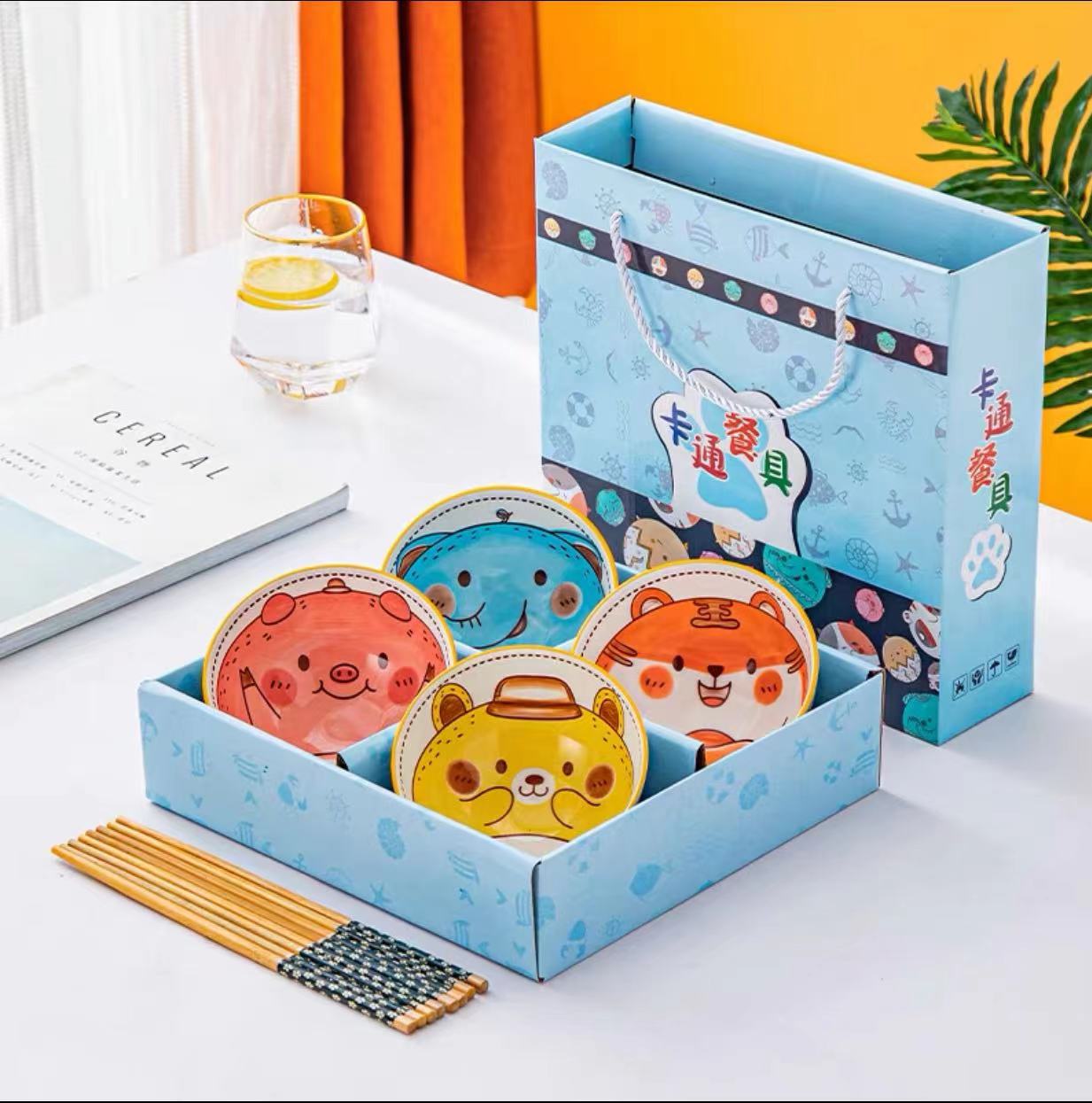 Creative cartoon Porcelain Bowl Set