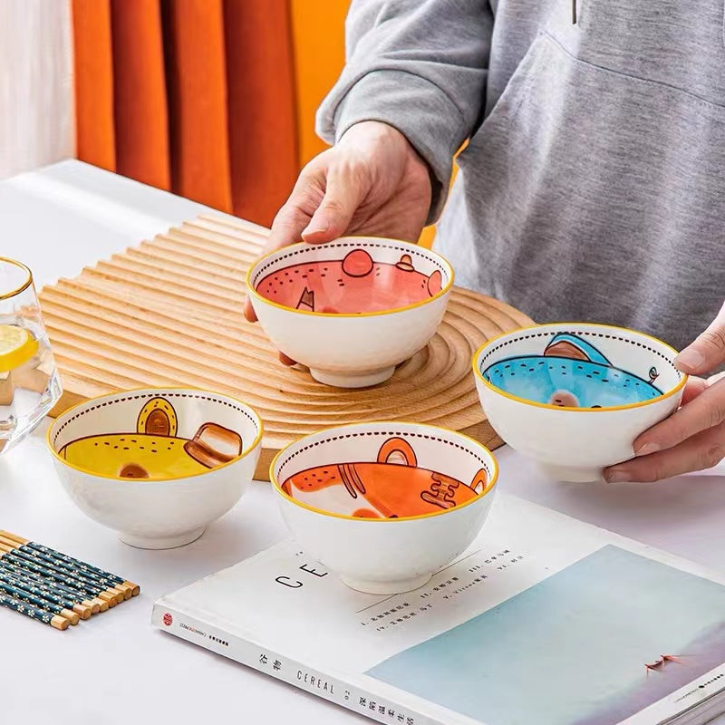 Creative cartoon Porcelain Bowl Set