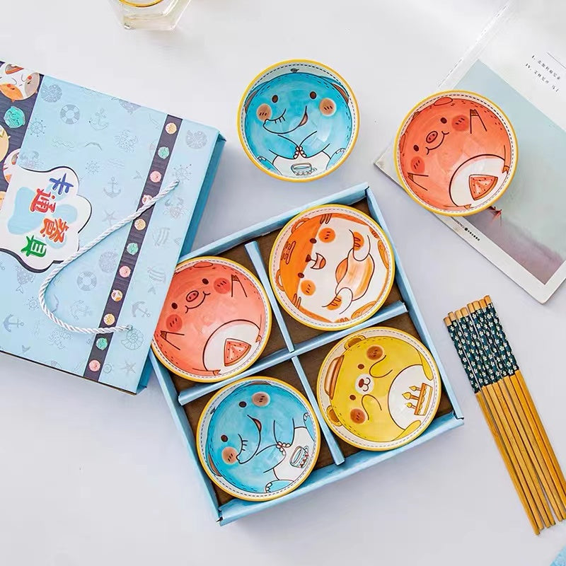 Creative cartoon Porcelain Bowl Set