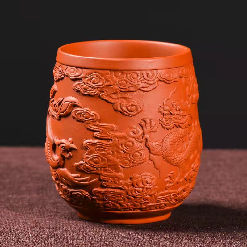 Dragon and Pheonix Purple Clay Tea Cup