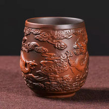 Load image into Gallery viewer, Dragon and Pheonix Purple Clay Tea Cup
