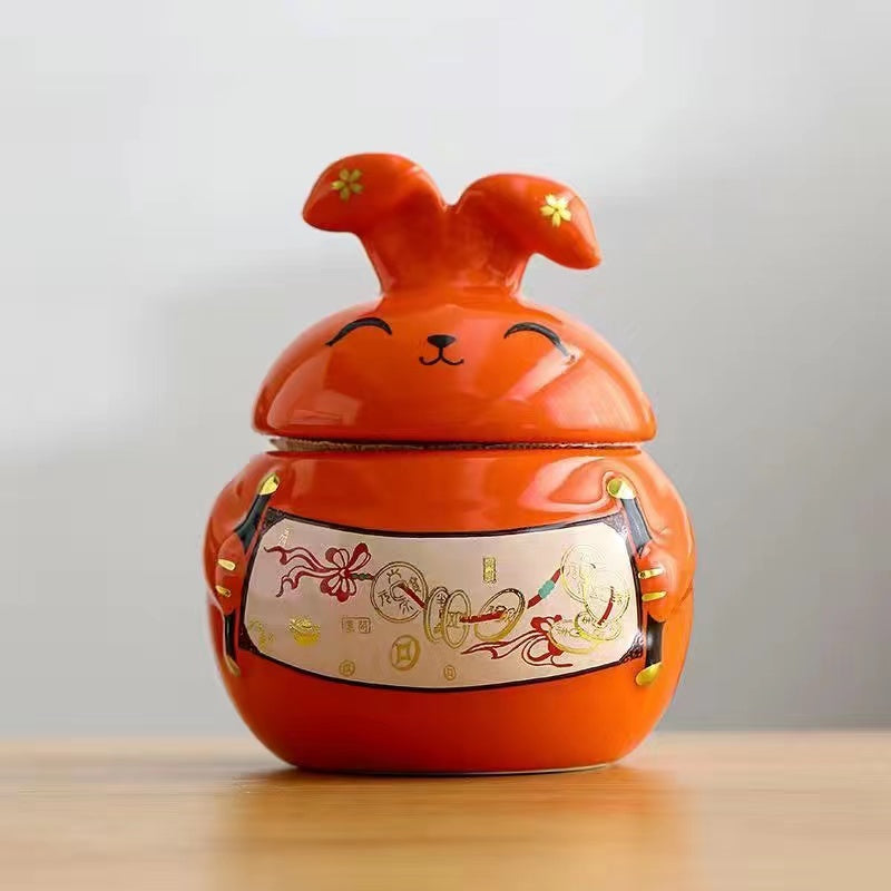 Fortune Rabbit Tea Jar