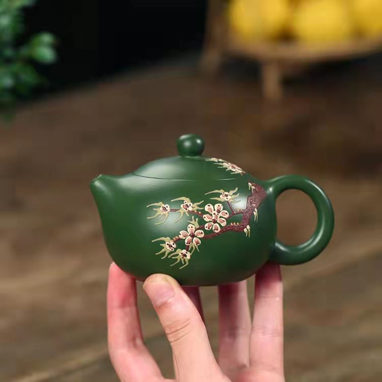 Yixing Green Plum Blossom Purple Sand Teapot