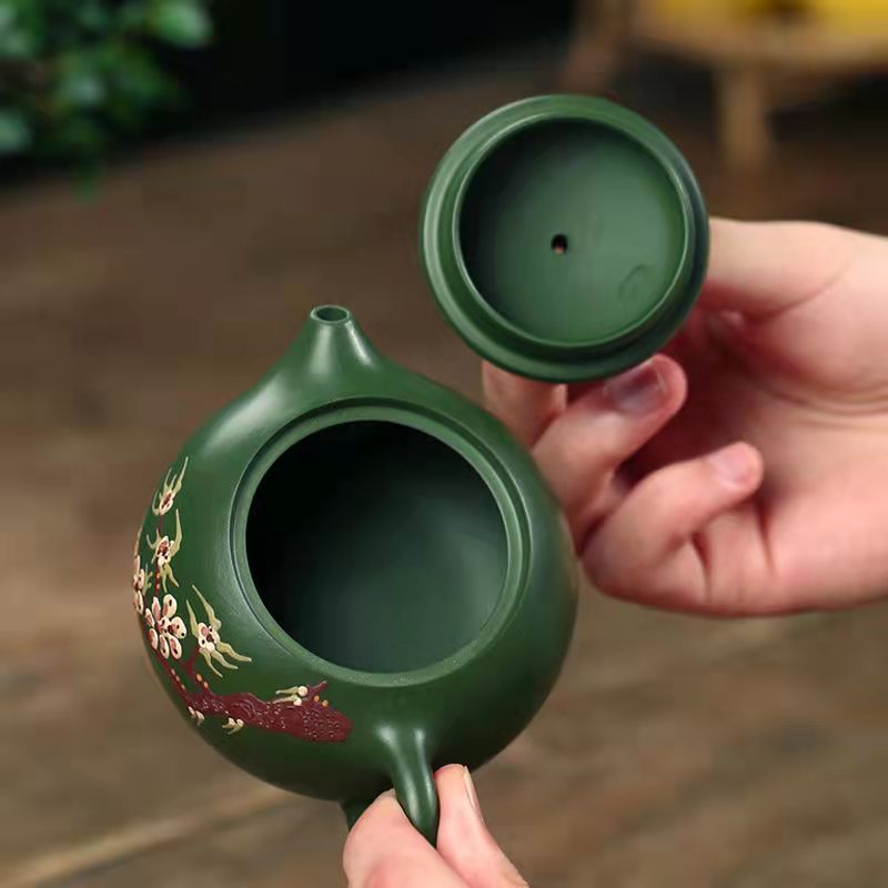 Yixing Green Plum Blossom Purple Sand Teapot