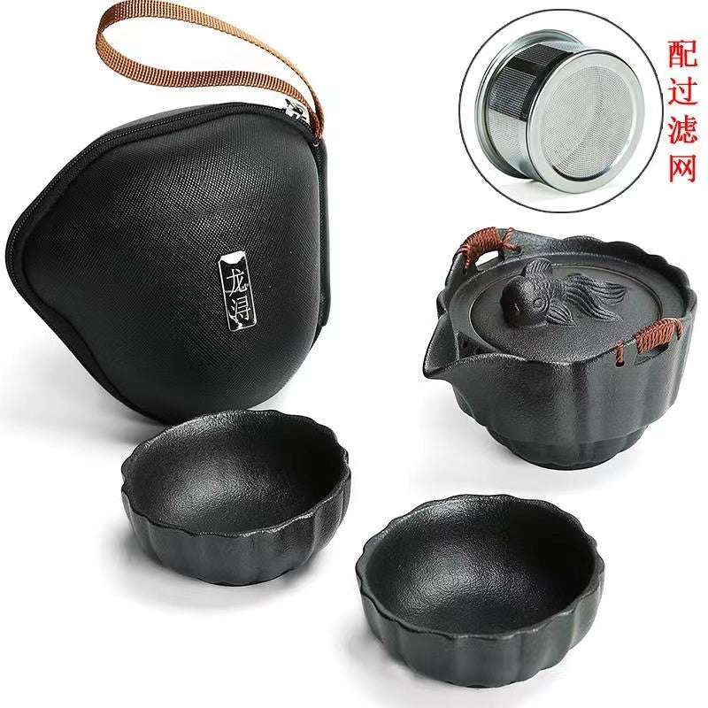 Portable travel tea set one pot one or two cups ceramic teapot home small Teapot