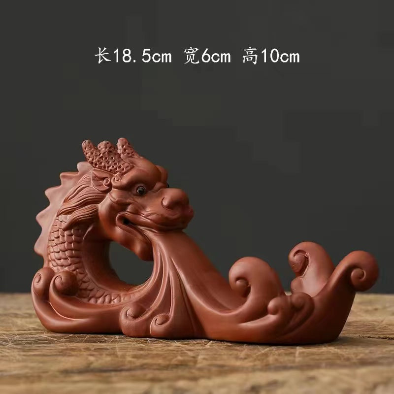 Purple sand dragon king spitting water modeling tea pet decoration (single)