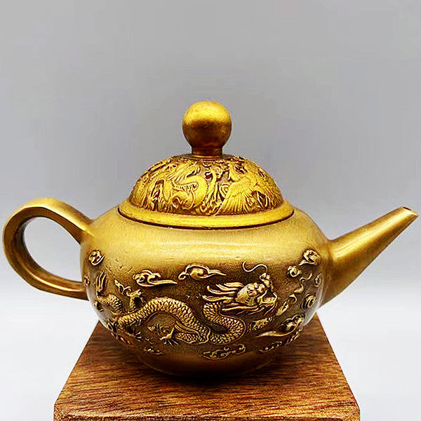 Pure copper dragon and Phoenix Teapot