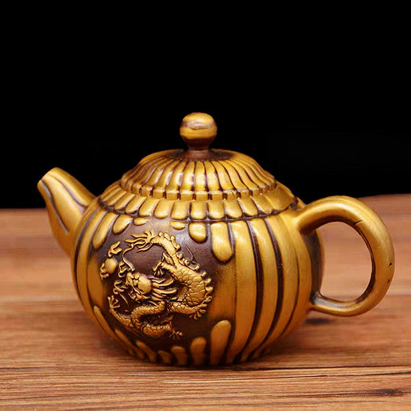 Pure copper dragon and Phoenix Teapot