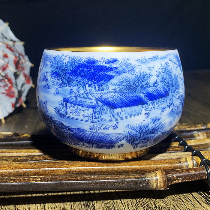 Riverside Scene at Qingming Festival Hand drawn TeaCup