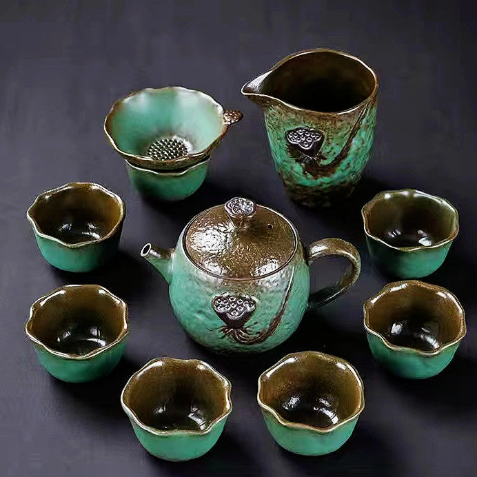 Kiln green rough ceramic kungfu tea set simple ceramic Tea Cup / TeaPot / Tea Washing / Tea / Tea Set