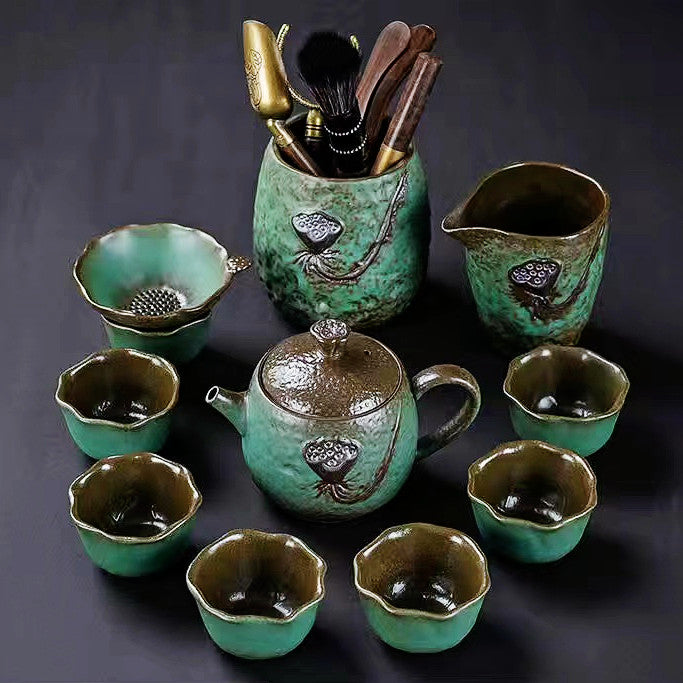 Kiln green rough ceramic kungfu tea set simple ceramic Tea Cup / TeaPot / Tea Washing / Tea / Tea Set