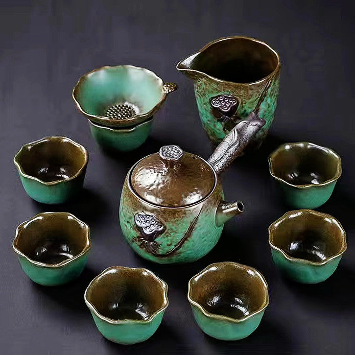 Kiln green rough ceramic kungfu tea set simple ceramic Tea Cup / TeaPot / Tea Washing / Tea / Tea Set