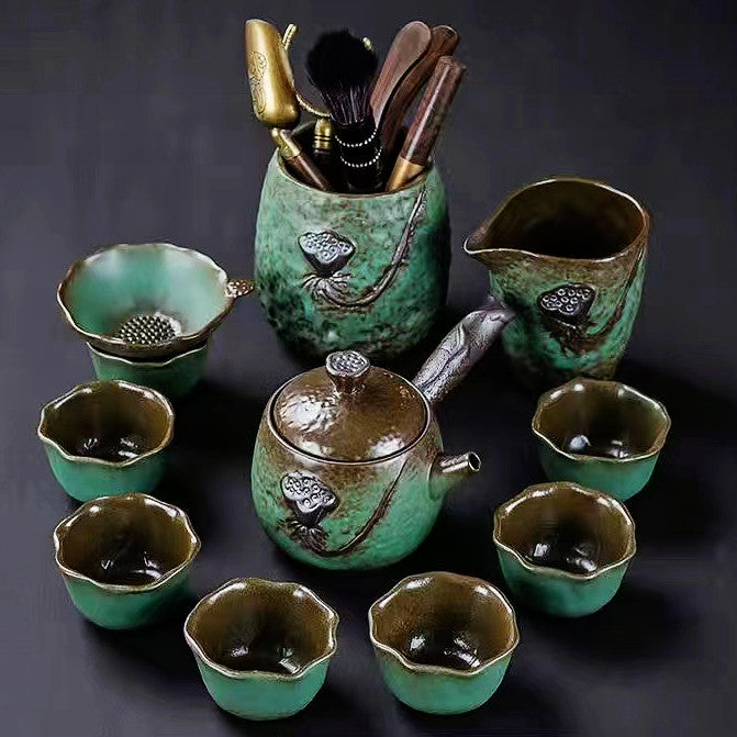 Kiln green rough ceramic kungfu tea set simple ceramic Tea Cup / TeaPot / Tea Washing / Tea / Tea Set