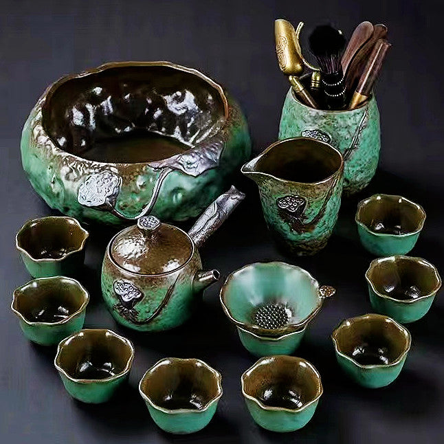 Kiln green rough ceramic kungfu tea set simple ceramic Tea Cup / TeaPot / Tea Washing / Tea / Tea Set