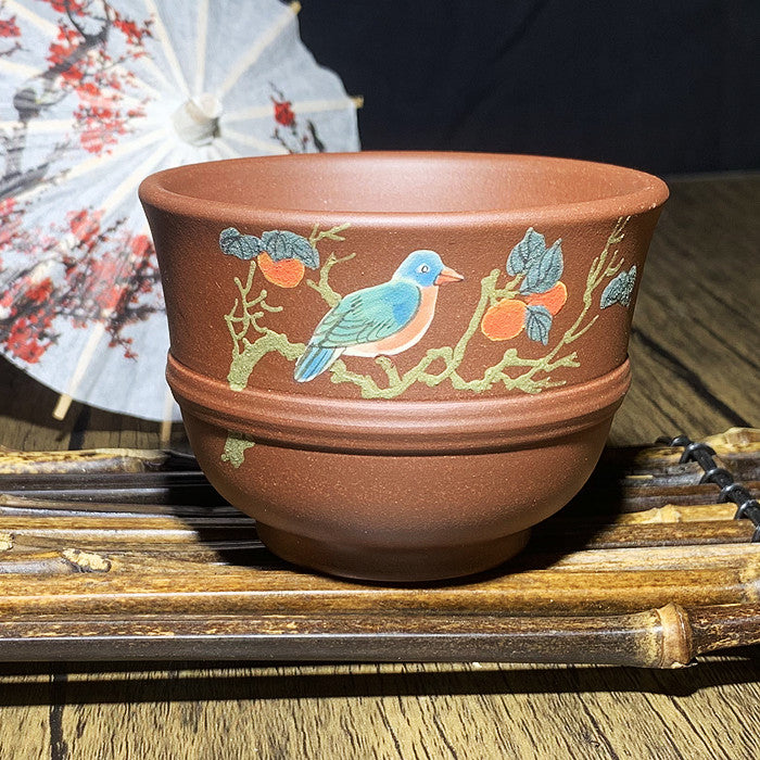 Yixing purple sand tea cup: birdsong flower tea cup series