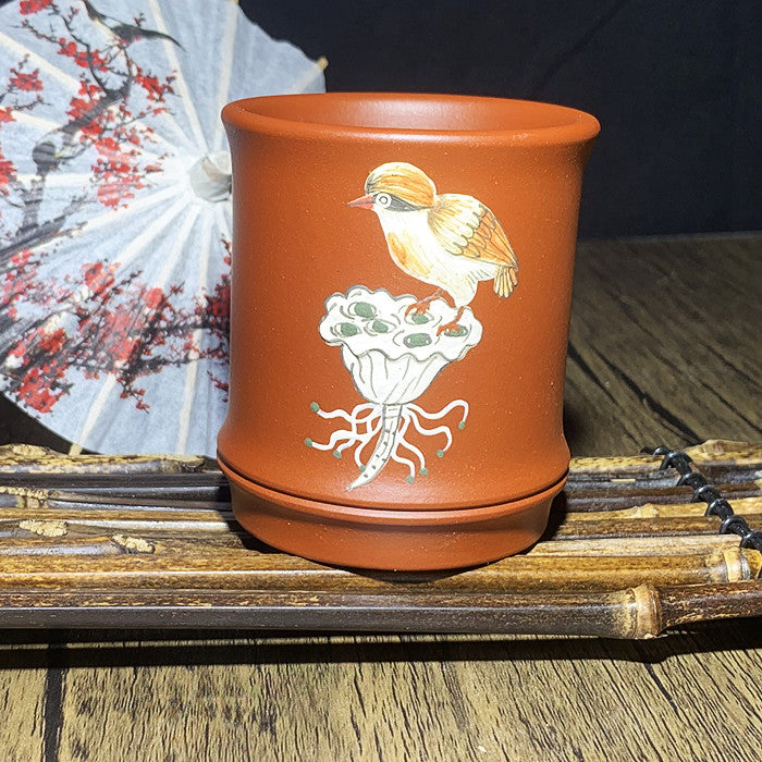 Yixing purple sand tea cup: birdsong flower tea cup series
