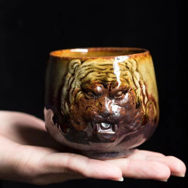 Clear water firewood tea cup 3D tiger Tea Cup