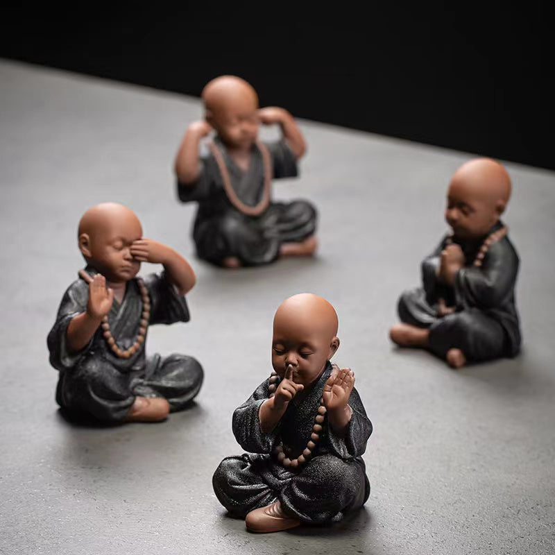 Creative black ceramic four not small monks ornaments