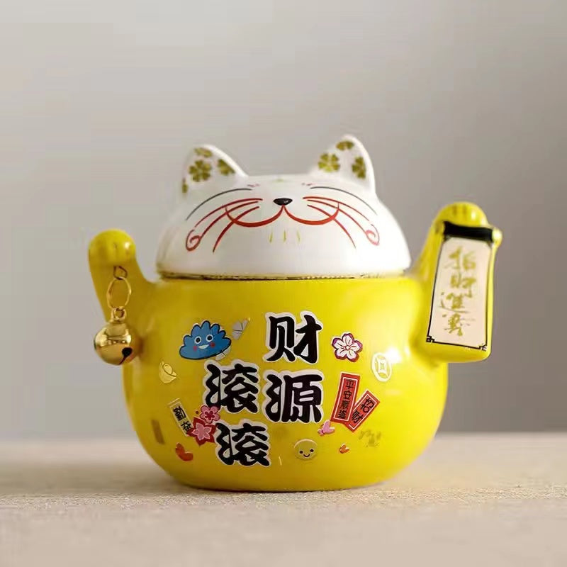 Wealthy Cat Tea Cans Ceramic Candy Jar